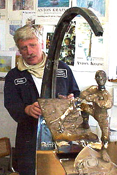 anton with the sculpture