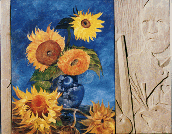 Vincent's sunflowers and his portrait