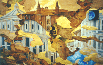 a detail showing the town of Urbino
